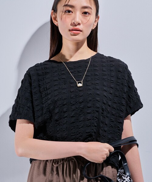 tシャツ 「洗える／凹凸素材／UVケア」コンパクトトップス レディース