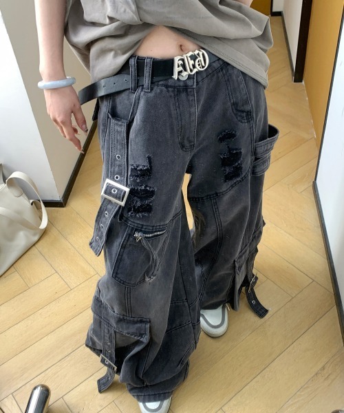 mushwear（マッシュウェア） ワイドパンツ ジーンズ ダメージ加工