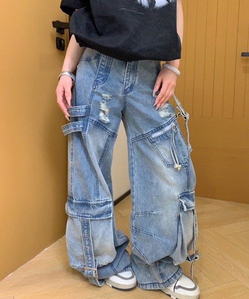 mushwear（マッシュウェア） ジーンズ ダメージ加工オーバーサイズ