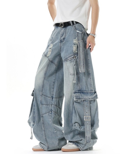 mushwear（マッシュウェア） ワイドパンツ ジーンズ ダメージ加工
