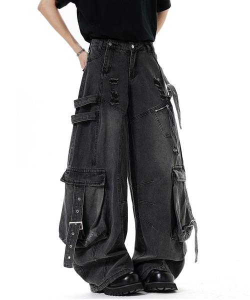 mushwear（マッシュウェア） ワイドパンツ ジーンズ ダメージ加工