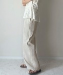 スラックス パンツ リネン混ツータックスラック...の詳細画像2