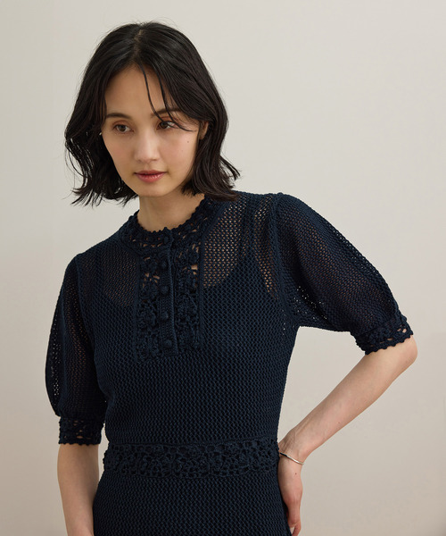 ROPE'（ロペ） ワンピース クロシェニットワンピース/洗える