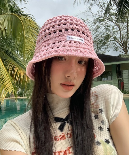 *AMI PARIS*かぎ針編み風 メッシュ サマーハット バケットハット かぎ針編み🧶編み図】🔰簡単に編めるメッシュ バケットハット