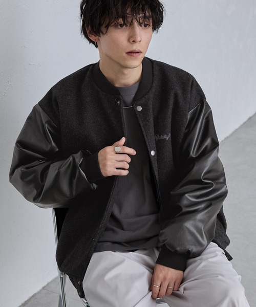 「MONO-MART」 スタジャン L ブラック メンズ_画像7