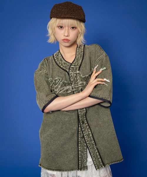 LTR DEPTH シャツ 半袖 LTR DEPTH/ベースボールデニムグラフィック