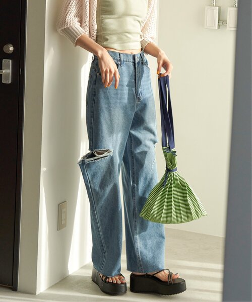 VENCE EXCHANGE 「VENCEEXCHANGE」 ダメージ加工デニムパンツ S ブルー