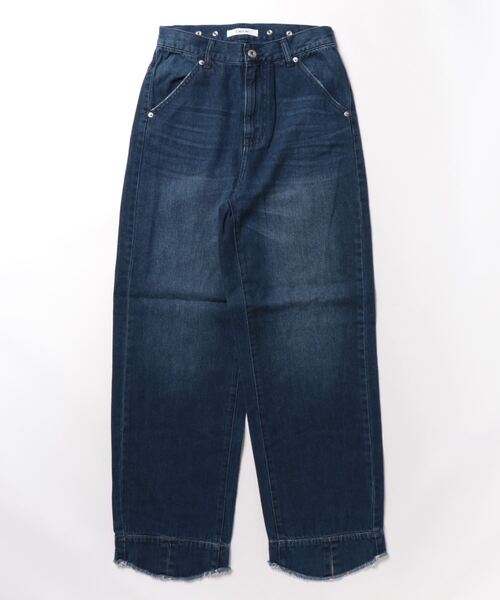 「DouDou」 加工デニムパンツ 36 インディゴブルー レディース_画像2