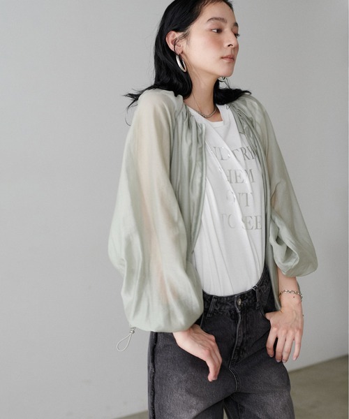 ガリャルダガランテ シアーボイルギャザーブルゾン　2.9万　グレージュ　美品 GALLARDAGALANTE｜ギャザーシアーブルゾン | Rakuten Fashion