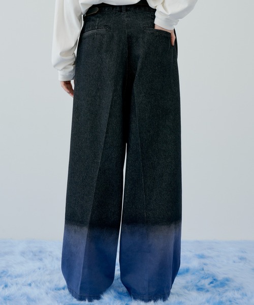 「AIVER」 加工デニムパンツ LARGE ブラック×グレー メンズ