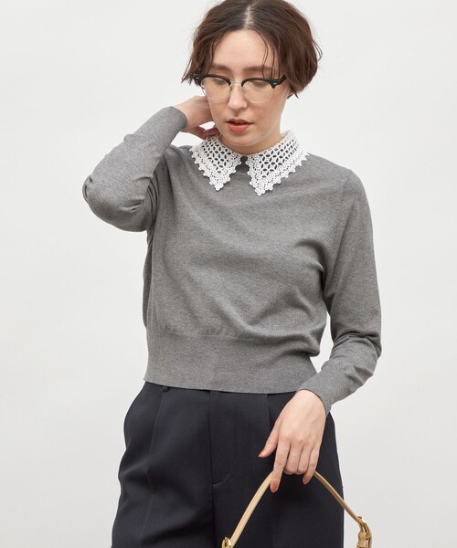 ニット セーター E Fake Pocket Utility Sweater レディース PUBLIC TOKYO ニット セーター ショートヘムモヘアタックニット