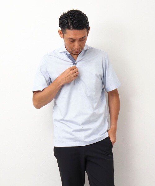 「Stutostein Nolley's」 半袖ポロシャツ M ブルー メンズ_画像6