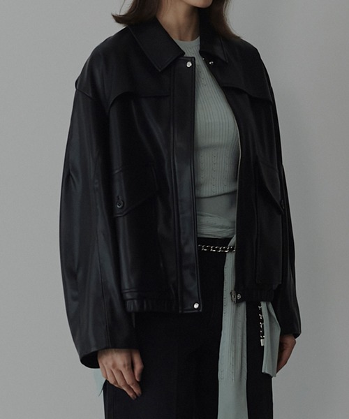 LE CIEL BLEU ラムレザー ジャケット 38 ノーカラー フリル 本革 LE CIEL BLEU（ライダースジャケット）のフリマアイテム一覧