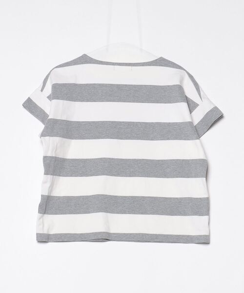 「SALON」 ボーダー柄半袖カットソー FREE グレー レディース_画像2