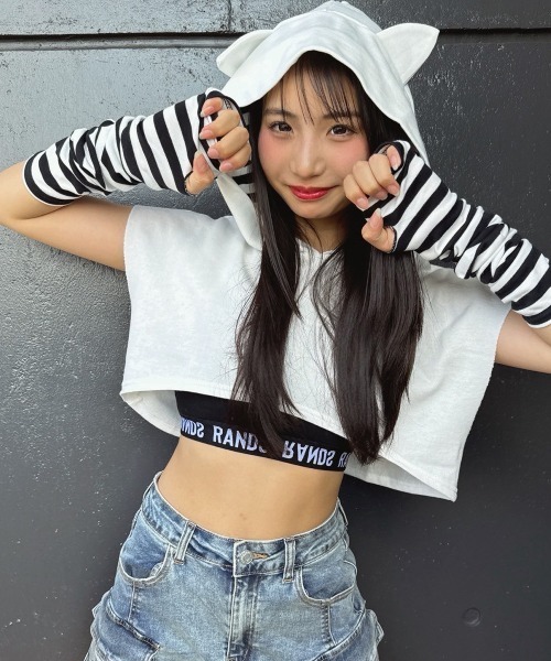 RandS パーカー BDアームカバー付ネコ耳ノースリPK キッズ 子供服