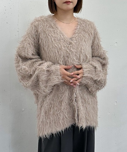 archives（アルシーヴ） カーディガン ロングシャギーミドルニット