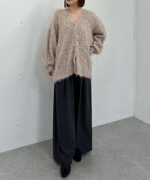 archives（アルシーヴ） カーディガン ロングシャギーミドルニット