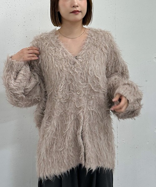 archives（アルシーヴ） カーディガン ロングシャギーミドルニット