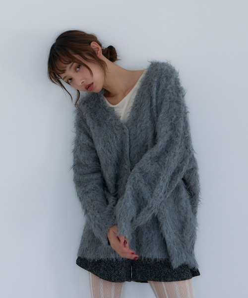 archives（アルシーヴ） カーディガン ロングシャギーミドルニット