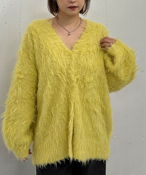 archives（アルシーヴ） カーディガン ロングシャギーミドルニット