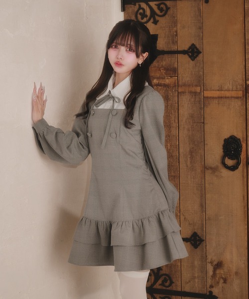 Pal elfy クラシカルシャツレイヤードワンピース チャコールグレー Pal elfy ワンピース クラシカルシャツレイヤードワンピース