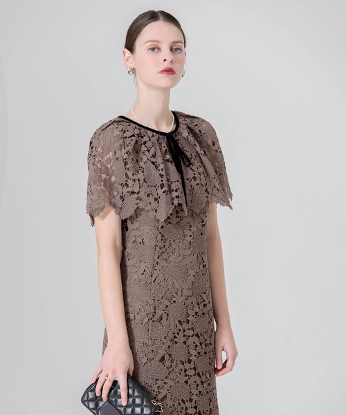 「Leja」 半袖ワンピース SMALL ライトブラウン レディース_画像5