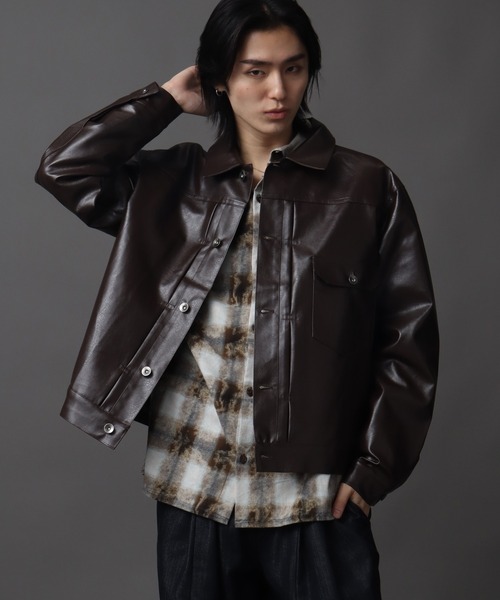 ブルゾン アウター 1ST型アーティフィシャルレザージャケット メンズ