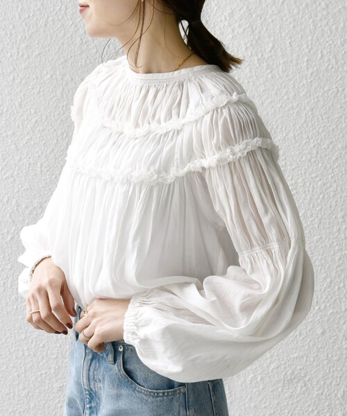 「SHIPS any」 長袖ブラウス ONE SIZE ブルー レディース_画像5