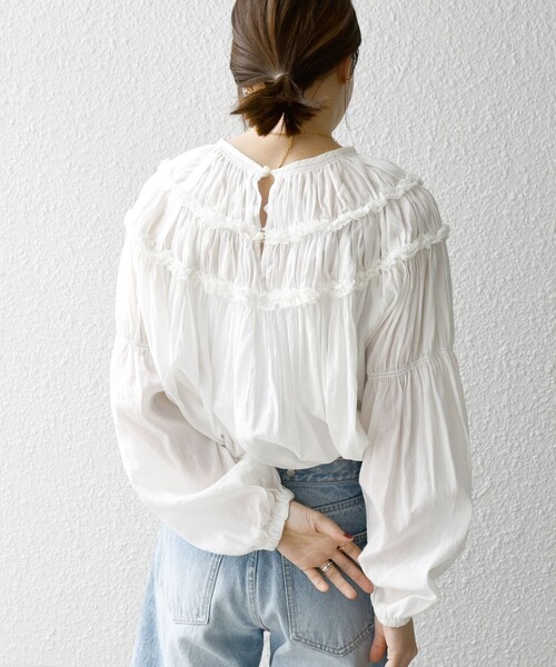 「SHIPS any」 長袖ブラウス ONE SIZE ブルー レディース_画像6