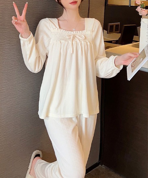 DAY CLOSET パジャマ ルームウェア 「セットアップ」上品フリルで乙女