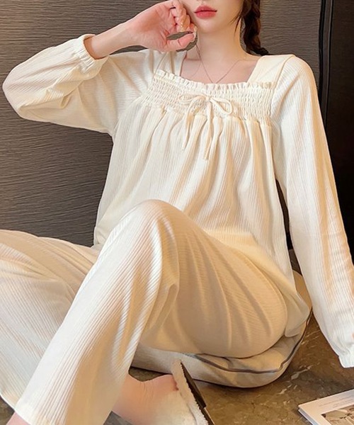 DAY CLOSET パジャマ ルームウェア 「セットアップ」上品フリルで乙女