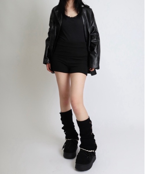 パンツ ハイウエスト ロールアップ ショートパンツ レディース
