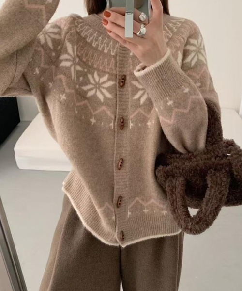 SPIGA（スピーガ） カーディガン 雪柄ニットカーディガン レディース