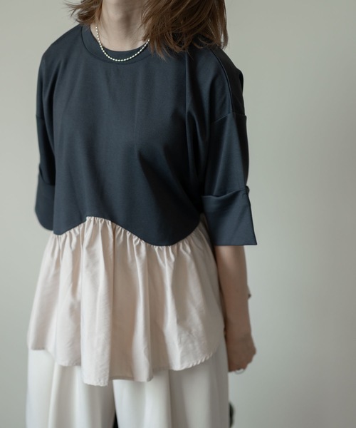 「＆HALF」 7分袖カットソー FREE ブラック レディース_画像2