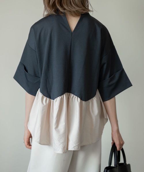 「＆HALF」 7分袖カットソー FREE ブラック レディース_画像5