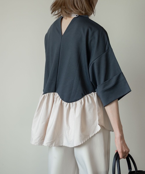 「＆HALF」 7分袖カットソー FREE ブラック レディース_画像6