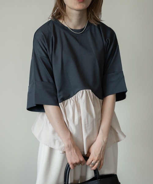 「＆HALF」 7分袖カットソー FREE ブラック レディース_画像8