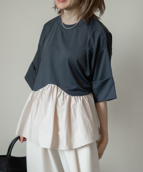 「＆HALF」 7分袖カットソー FREE ブラック レディース_画像9