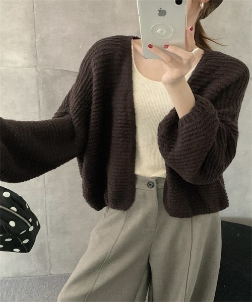 FREE STYLISTS カーディガン ボタンなしニットカーディガン レディース
