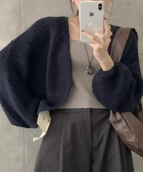 FREE STYLISTS カーディガン ボタンなしニットカーディガン レディース