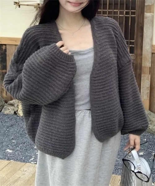 FREE STYLISTS カーディガン ボタンなしニットカーディガン レディース