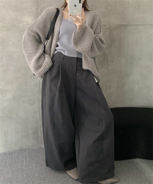 FREE STYLISTS カーディガン ボタンなしニットカーディガン レディース