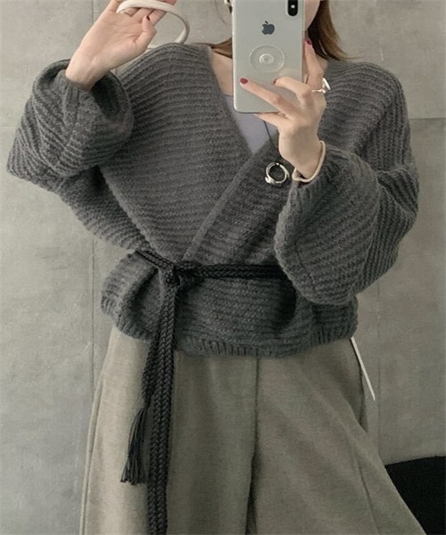 FREE STYLISTS カーディガン ボタンなしニットカーディガン