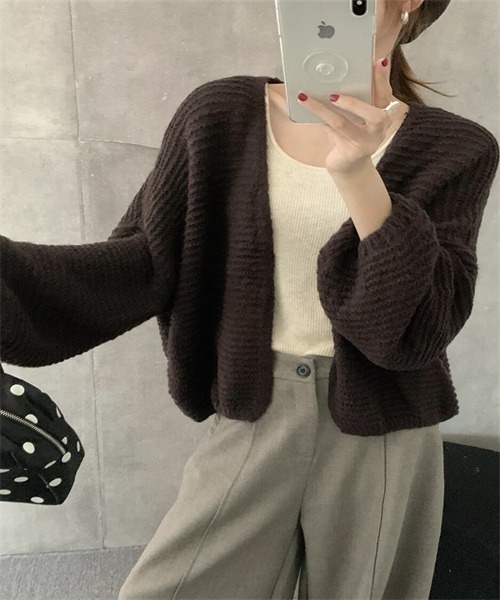 FREE STYLISTS カーディガン ボタンなしニットカーディガン レディース