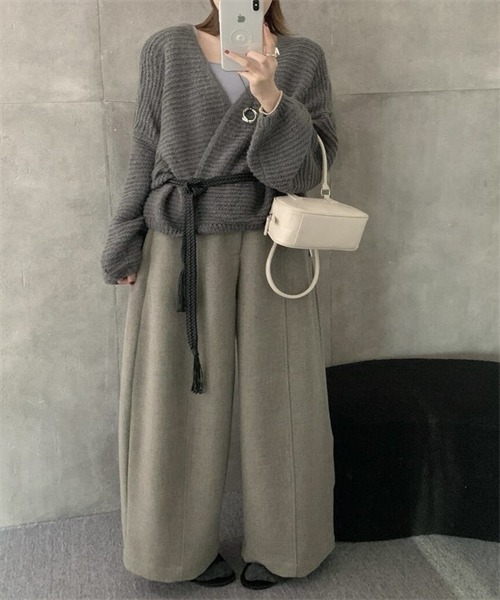 FREE STYLISTS カーディガン ボタンなしニットカーディガン レディース