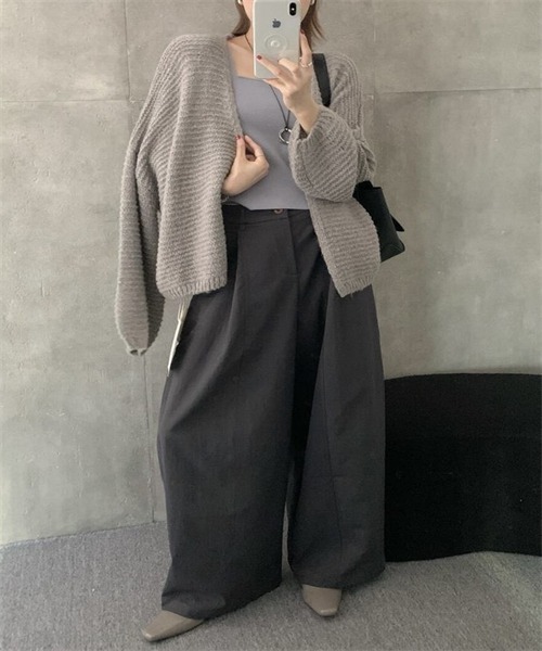 FREE STYLISTS カーディガン ボタンなしニットカーディガン レディース