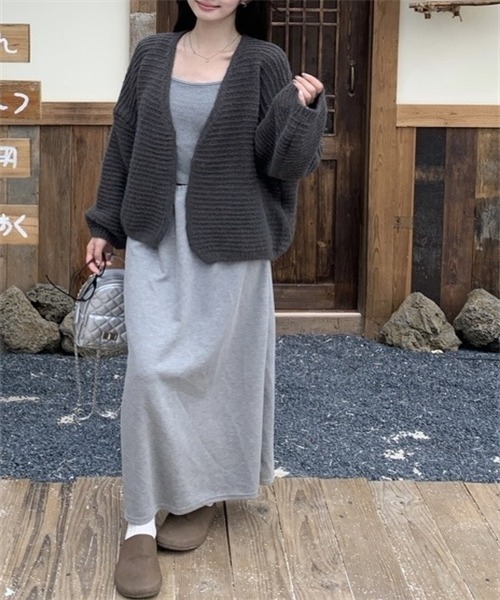 FREE STYLISTS カーディガン ボタンなしニットカーディガン レディース