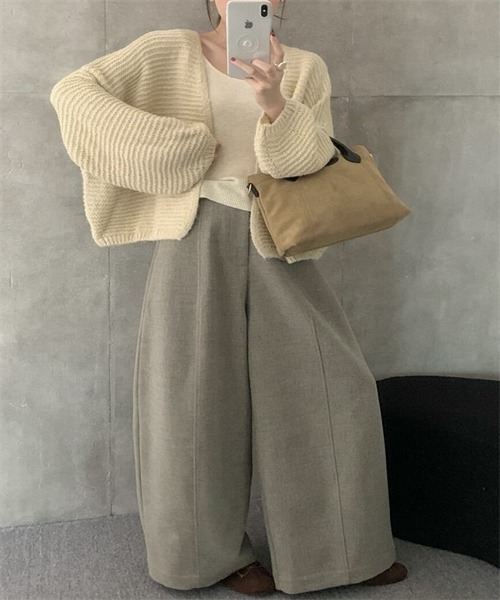 FREE STYLISTS カーディガン ボタンなしニットカーディガン レディース