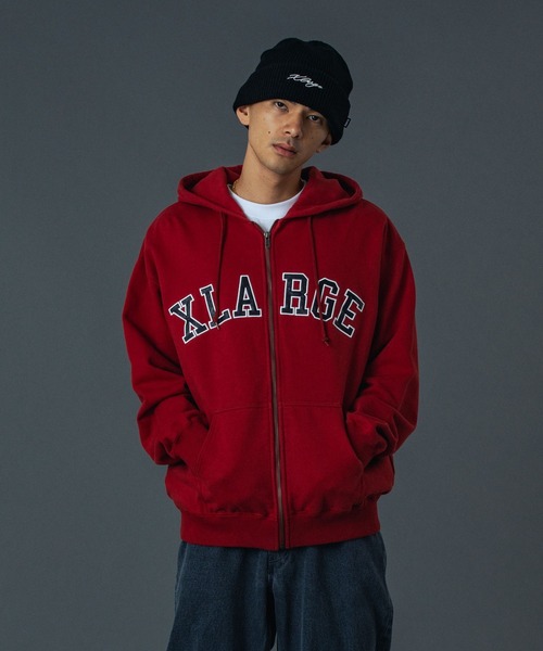 XLARGE（エクストラ ラージ） パーカー PERFORATED LEATHER LOGO ZIP