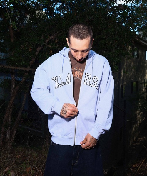 XLARGE（エクストラ ラージ） パーカー PERFORATED LEATHER LOGO ZIP